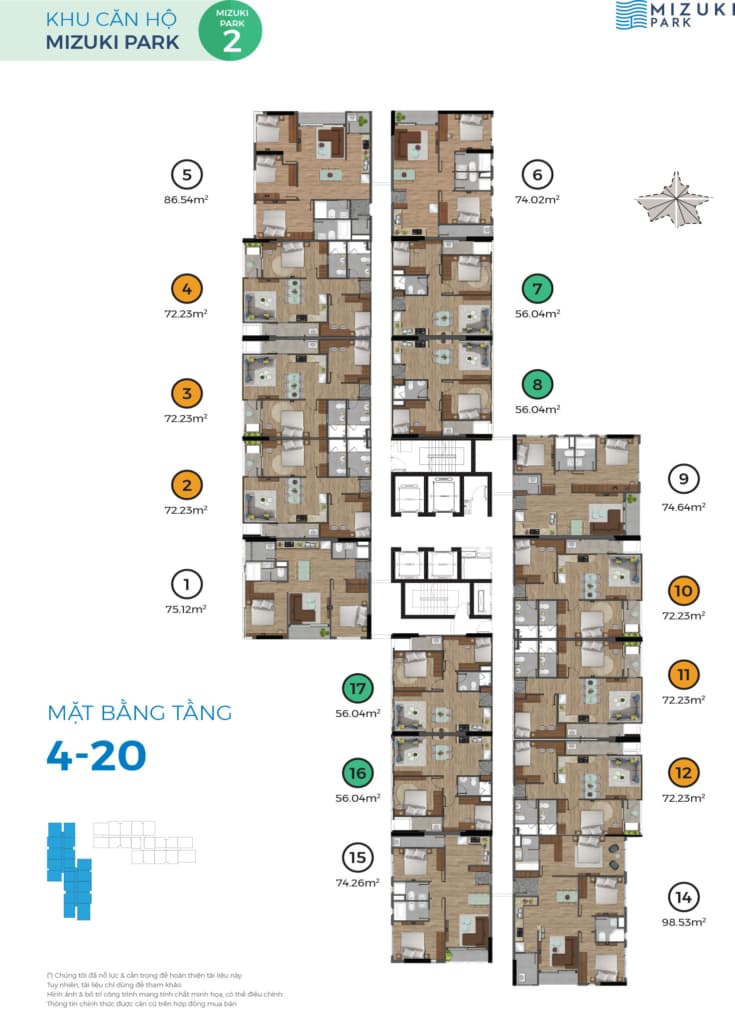 Mặt bằng tầng 4-20 Park 2